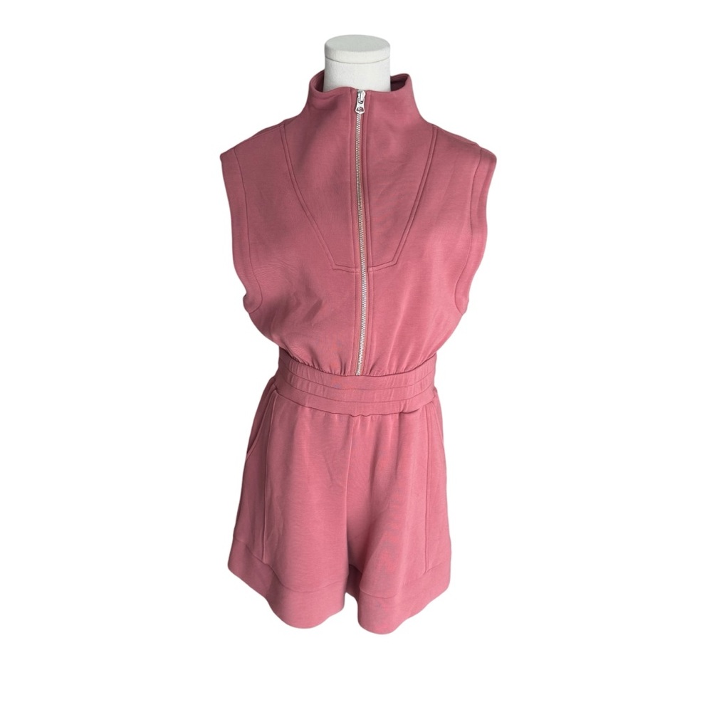 Varley - DoubleSoft Linvale Sleeveless Zip Front Playsuit Pink Sz S - Picture 4 of 11